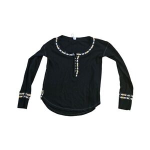 P+S‎ Black Embellished Long Sleeve Top SZ Small